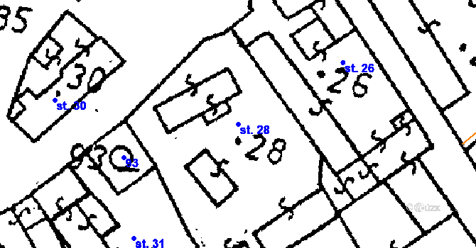 Parcela st. 28 v KÚ Klucké Chvalovice, Katastrální mapa