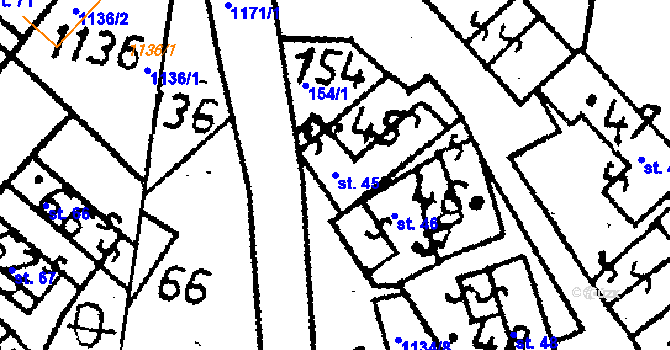 Parcela st. 45 v KÚ Klucké Chvalovice, Katastrální mapa