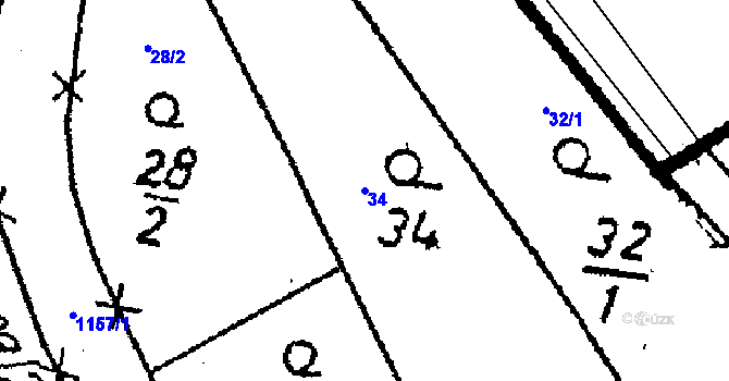 Parcela st. 34 v KÚ Klucké Chvalovice, Katastrální mapa