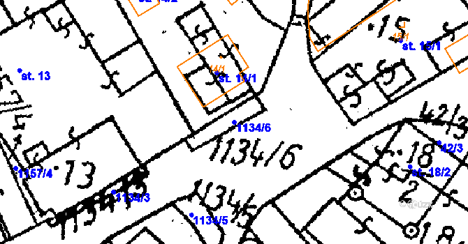 Parcela st. 1134/6 v KÚ Klucké Chvalovice, Katastrální mapa