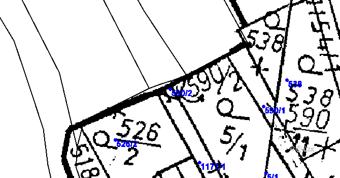 Parcela st. 590/2 v KÚ Klucké Chvalovice, Katastrální mapa