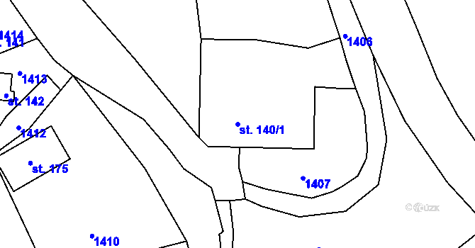 Parcela st. 140/1 v KÚ Klucké Chvalovice, Katastrální mapa