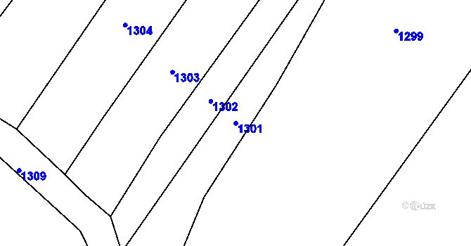 Parcela st. 1301 v KÚ Klucké Chvalovice, Katastrální mapa