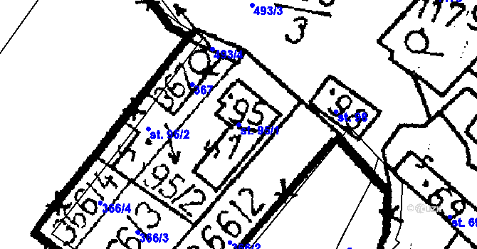 Parcela st. 95/1 v KÚ Klucké Chvalovice, Katastrální mapa