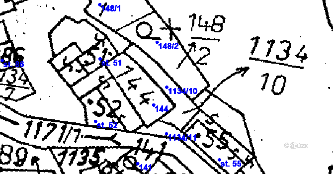 Parcela st. 1134/10 v KÚ Klucké Chvalovice, Katastrální mapa