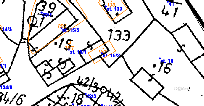 Parcela st. 15/2 v KÚ Klucké Chvalovice, Katastrální mapa