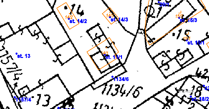 Parcela st. 14/1 v KÚ Klucké Chvalovice, Katastrální mapa