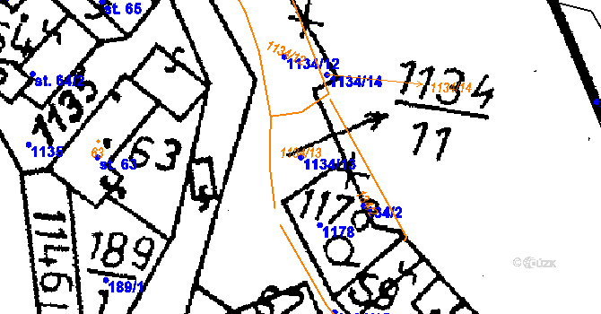 Parcela st. 1134/13 v KÚ Klucké Chvalovice, Katastrální mapa