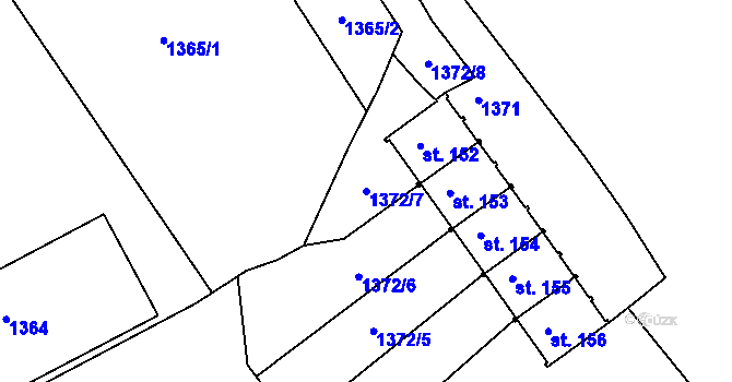 Parcela st. 1372/7 v KÚ Klucké Chvalovice, Katastrální mapa