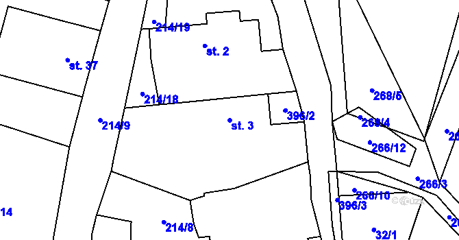 Parcela st. 3 v KÚ Krchlebská Lhota, Katastrální mapa
