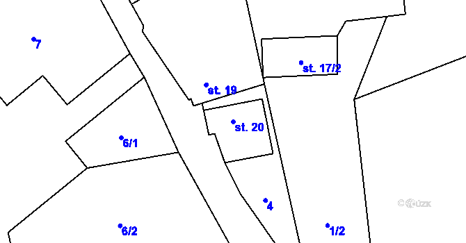 Parcela st. 20 v KÚ Krchlebská Lhota, Katastrální mapa