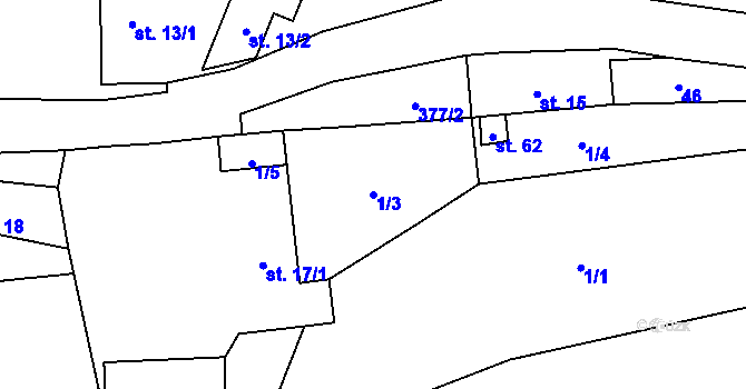 Parcela st. 1/3 v KÚ Krchlebská Lhota, Katastrální mapa