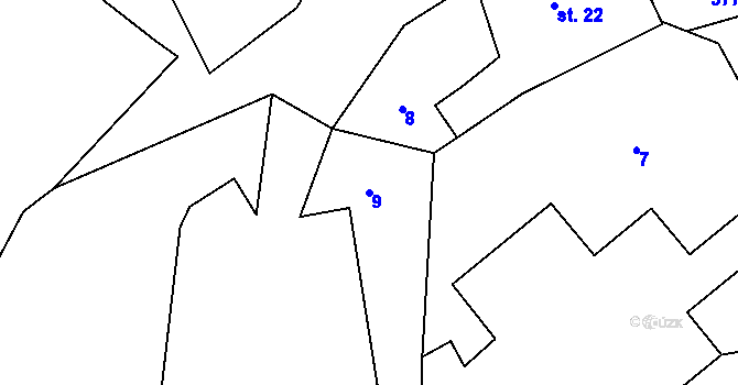Parcela st. 9 v KÚ Krchlebská Lhota, Katastrální mapa