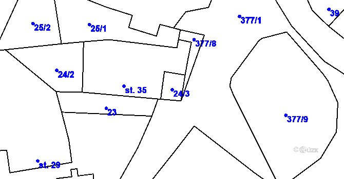 Parcela st. 24/3 v KÚ Krchlebská Lhota, Katastrální mapa