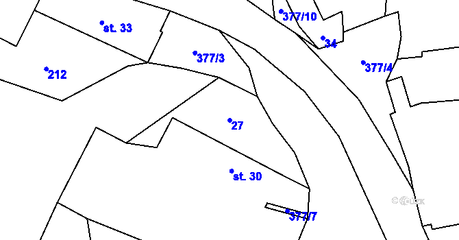 Parcela st. 27 v KÚ Krchlebská Lhota, Katastrální mapa