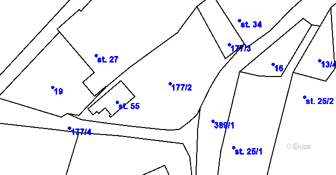 Parcela st. 177/2 v KÚ Krchlebská Lhota, Katastrální mapa