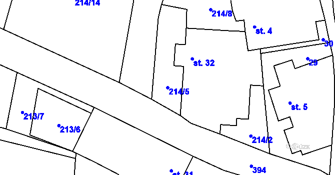 Parcela st. 214/5 v KÚ Krchlebská Lhota, Katastrální mapa