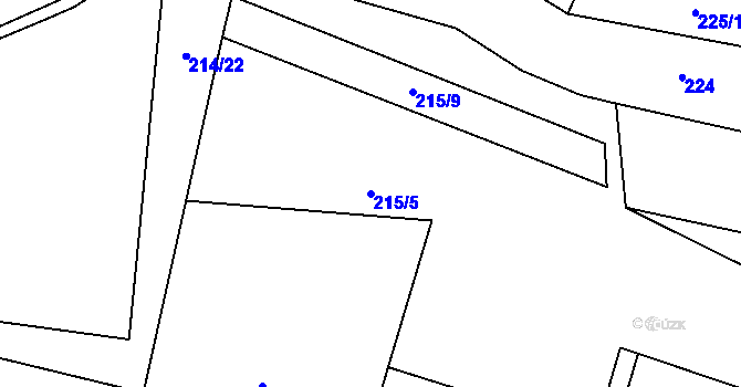 Parcela st. 215/5 v KÚ Krchlebská Lhota, Katastrální mapa