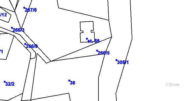 Parcela st. 266/5 v KÚ Krchlebská Lhota, Katastrální mapa