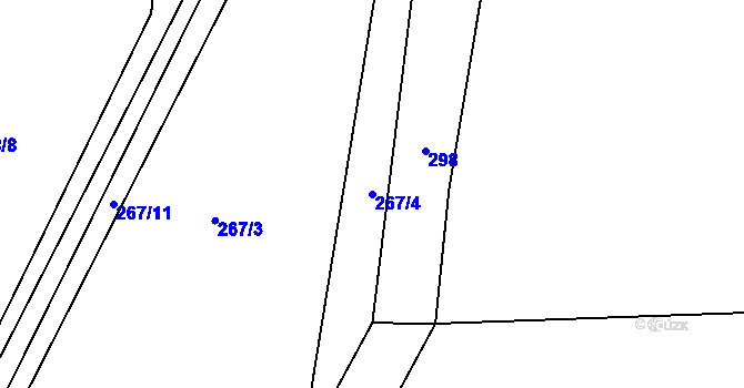 Parcela st. 267/4 v KÚ Krchlebská Lhota, Katastrální mapa