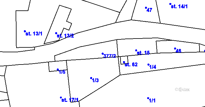 Parcela st. 377/2 v KÚ Krchlebská Lhota, Katastrální mapa