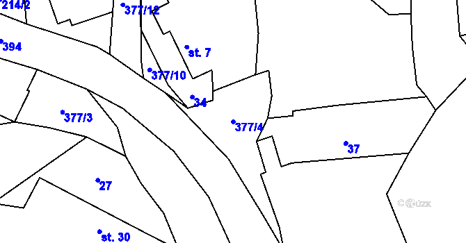 Parcela st. 377/4 v KÚ Krchlebská Lhota, Katastrální mapa