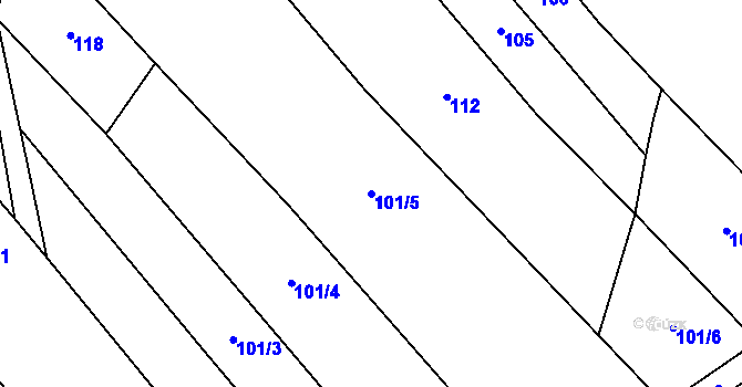 Parcela st. 101/5 v KÚ Krchlebská Lhota, Katastrální mapa