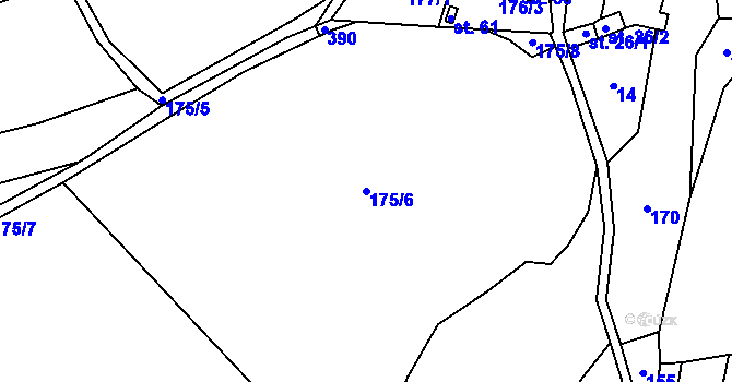 Parcela st. 175/6 v KÚ Krchlebská Lhota, Katastrální mapa