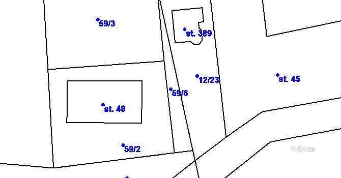 Parcela st. 59/6 v KÚ Krchlebská Lhota, Katastrální mapa