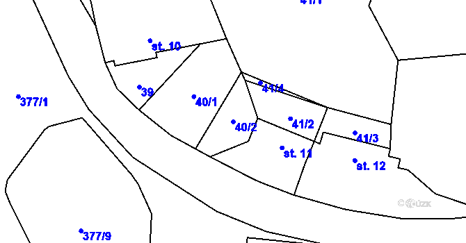 Parcela st. 40/2 v KÚ Krchlebská Lhota, Katastrální mapa