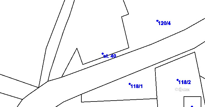 Parcela st. 40 v KÚ Zbýšov v Čechách, Katastrální mapa