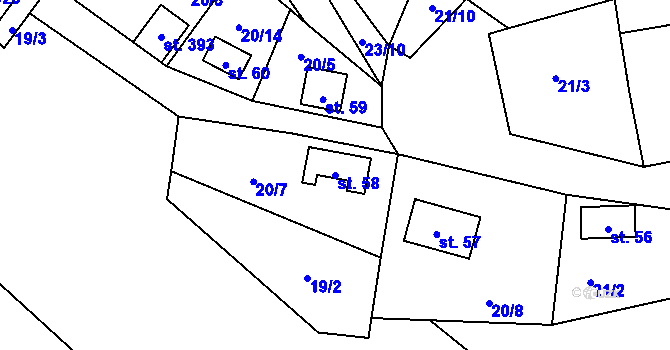 Parcela st. 58 v KÚ Zbýšov v Čechách, Katastrální mapa