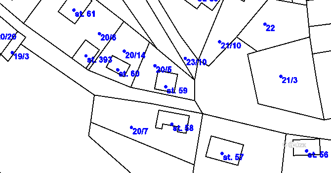 Parcela st. 59 v KÚ Zbýšov v Čechách, Katastrální mapa