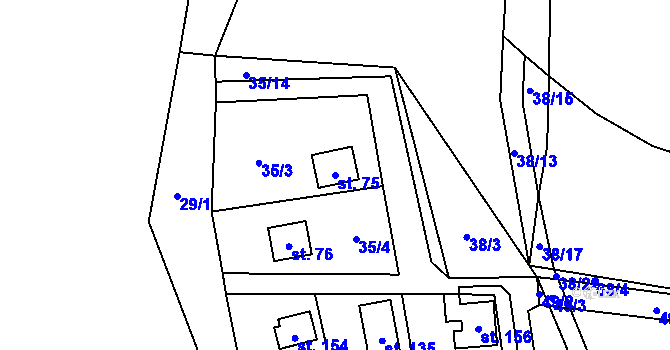 Parcela st. 75 v KÚ Zbýšov v Čechách, Katastrální mapa