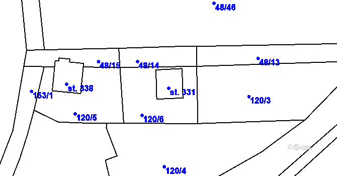 Parcela st. 331 v KÚ Zbýšov v Čechách, Katastrální mapa