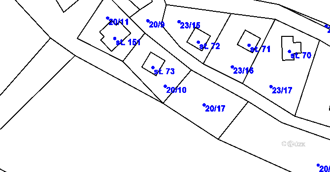 Parcela st. 20/10 v KÚ Zbýšov v Čechách, Katastrální mapa