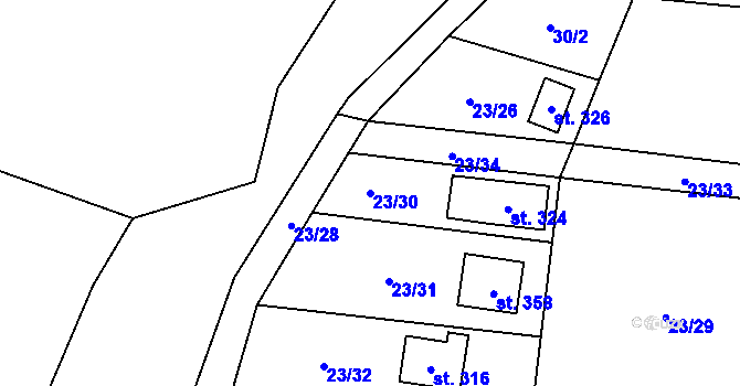 Parcela st. 23/30 v KÚ Zbýšov v Čechách, Katastrální mapa