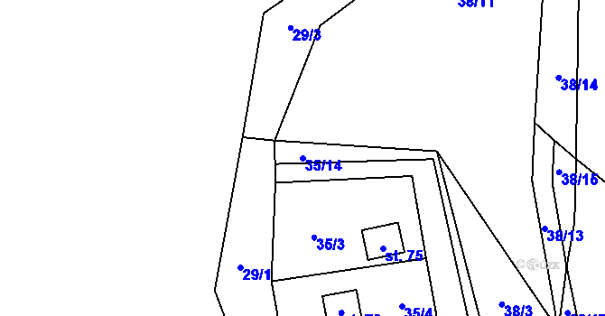 Parcela st. 35/14 v KÚ Zbýšov v Čechách, Katastrální mapa