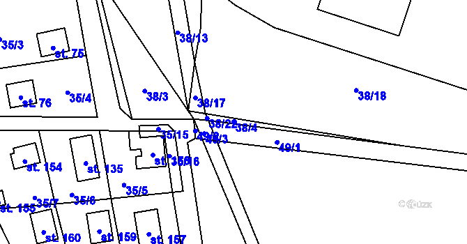 Parcela st. 38/4 v KÚ Zbýšov v Čechách, Katastrální mapa