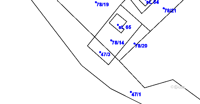 Parcela st. 47/3 v KÚ Zbýšov v Čechách, Katastrální mapa