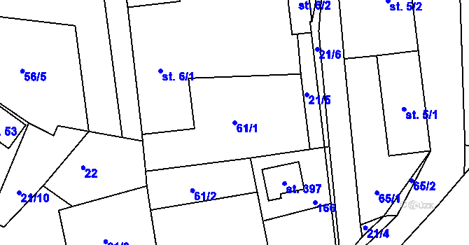 Parcela st. 61/1 v KÚ Zbýšov v Čechách, Katastrální mapa