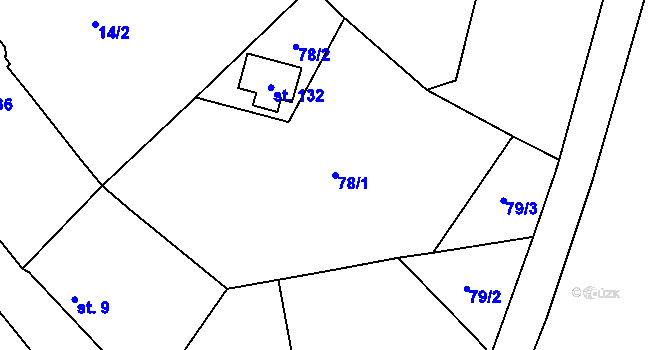 Parcela st. 78/1 v KÚ Zbýšov v Čechách, Katastrální mapa
