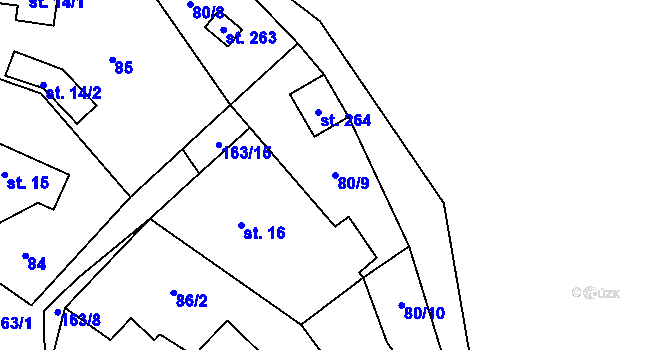 Parcela st. 80/9 v KÚ Zbýšov v Čechách, Katastrální mapa