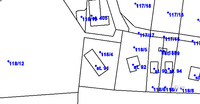 Parcela st. 118/4 v KÚ Zbýšov v Čechách, Katastrální mapa