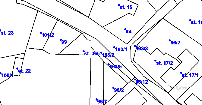 Parcela st. 163/2 v KÚ Zbýšov v Čechách, Katastrální mapa