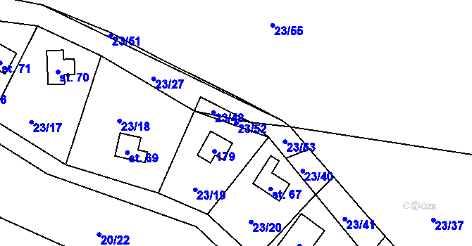 Parcela st. 23/52 v KÚ Zbýšov v Čechách, Katastrální mapa