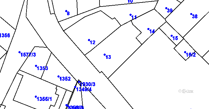 Parcela st. 13 v KÚ Zbýšov u Oslavan, Katastrální mapa