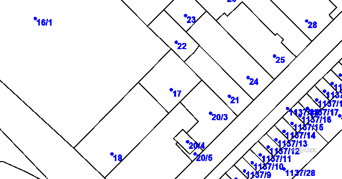 Parcela st. 17 v KÚ Zbýšov u Oslavan, Katastrální mapa