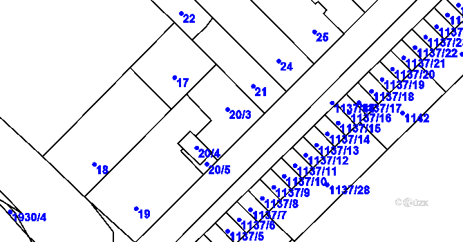 Parcela st. 20 v KÚ Zbýšov u Oslavan, Katastrální mapa