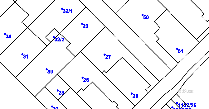 Parcela st. 27 v KÚ Zbýšov u Oslavan, Katastrální mapa